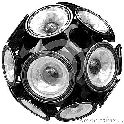 Audio speakers sphere isolated on white Stock Photo