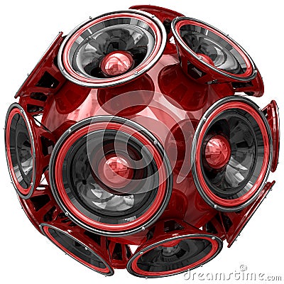 Audio speakers sphere isolated on white Stock Photo