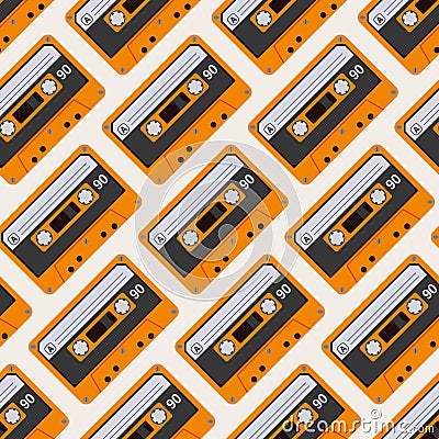 Audio tapes seamless vector pattern. Audio tapes in retro style Vector Illustration