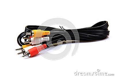 Audio video cable set Stock Photo