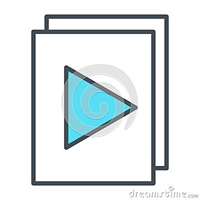 Audio or video files with plat button thin line icon. Vector Vector Illustration