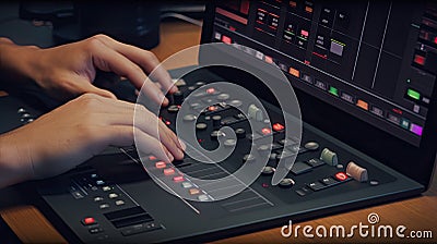 audio video switcher close up view Stock Photo