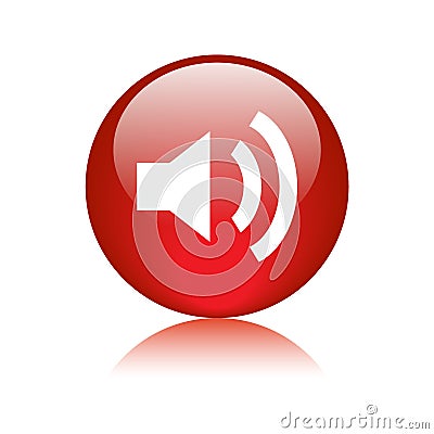 Audio / volume icon button red Cartoon Illustration