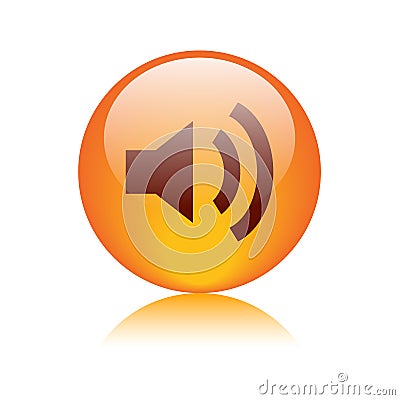 Audio / volume icon button red Cartoon Illustration