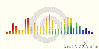 Audio wave. Multicolored rainbow icon sound song. EQ. Podcast wave. Symbols on isolated background. Voice message. Vector Vector Illustration