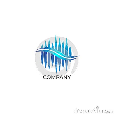 Audio Wave Spectrum Visual Logo, Sharp Spectrum Bar Design Vector,Audio Logo Template, Blue Vector Illustration