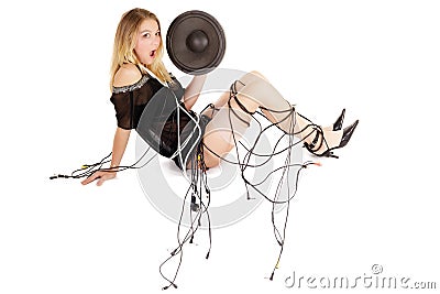 Audio woman Stock Photo