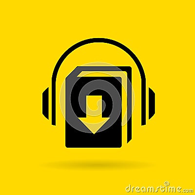 Audiobook download vector icon Vector Illustration