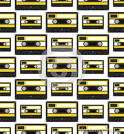 Audiocassette seamless pattern Stock Photo