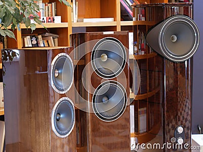 Audiophile HiFi speakers in the listening room Stock Photo