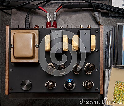 Audiophile vacuum tube amplifier Stock Photo