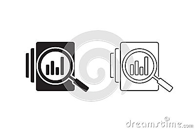 Audit document line icon set in flat style. Result report vector Vector Illustration