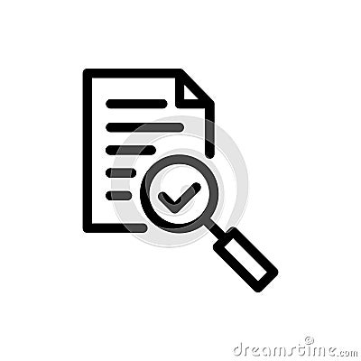 Audit icon vector magnifying glass like check assess. verify service critique process, scrutiny plan for graphic design, logo, web Vector Illustration