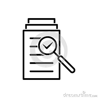 Audit icon vector magnifying glass like check assess. verify service critique process, scrutiny plan for graphic design, logo, web Vector Illustration
