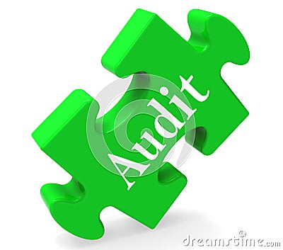 Audit Puzzle Shows Auditor Validation Scrutiny Or Inspection Stock Photo