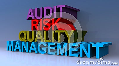 Audit risk quality management on blue Stock Photo