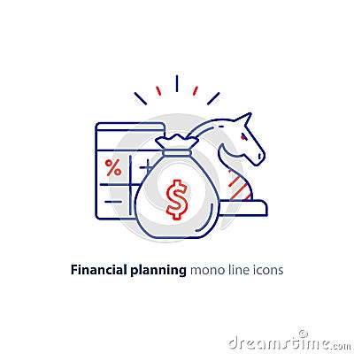 Audit services, financial consulting, money investment strategy idea, line icon Vector Illustration