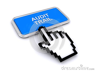 Audit trail button on white Stock Photo