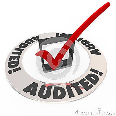 Audited Check Mark Box Financial Inspection Approval Stock Photo