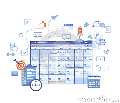 Auditing, analysis, accounting, calculation, analytics. Auditor checks the documents. Graphs, charts on the monitor screen. Vector Illustration