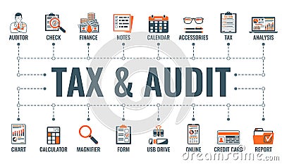 Auditing, Tax, Accounting Banner Vector Illustration