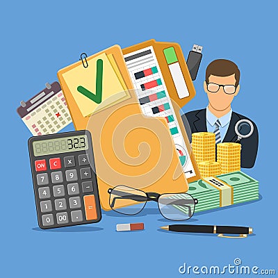 Auditor and Accounting Concept Vector Illustration
