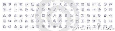 Auditor and analysis line icons signs set. Design collection of Auditor, Analysis, Auditing, Analyzing, Evaluating Vector Illustration