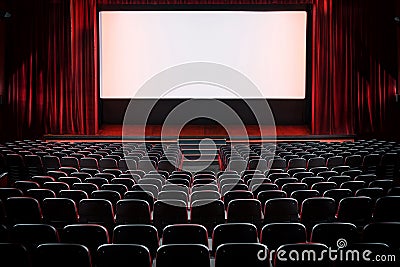 Auditorium of an empty movie theatre and stage Stock Photo