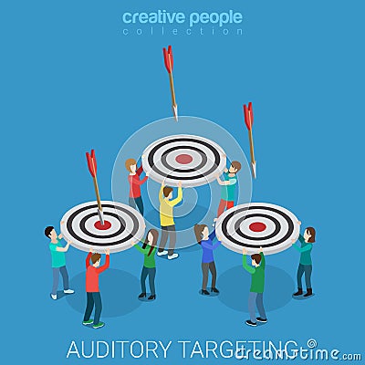 Auditory targeting marketing business flat isometric vector 3d Vector Illustration