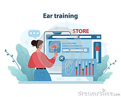 Auditory Training Program. A vector illustration presenting an individual engaging with. Vector Illustration