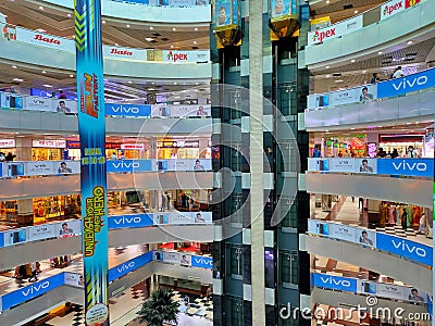 24 Aug 2020, Dhaka, Bangladesh. Inside view of bashundhora city shopping complex. it is one of the biggest market place in Editorial Stock Photo