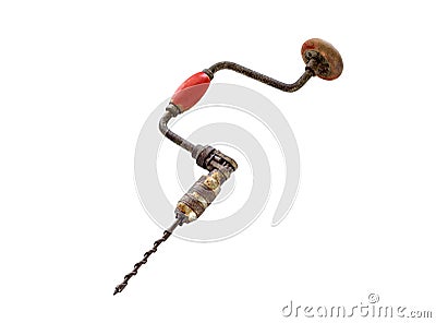 Auger drill wood iron head ancient tool Stock Photo