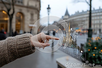 Augmented assistant - innovative virtual reality resources, instant access information, combining AR mapping Stock Photo