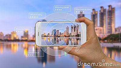 Augmented Reality or AR App on Smart Device Screen Stock Photo