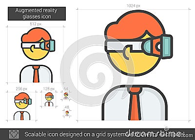 Augmented reality glasses line icon. Vector Illustration