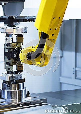 Augmented reality for industry concept. Robotic and Automation system control application on automate robot arm in smart Stock Photo