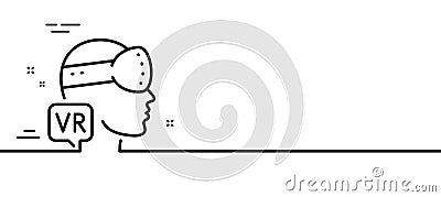 Augmented reality line icon. VR simulation sign. Headset glasses. Minimal line pattern banner. Vector Vector Illustration