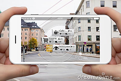 Augmented reality in marketing. Stock Photo