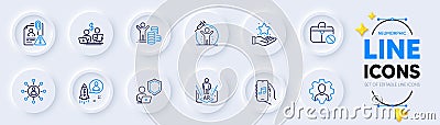 Augmented reality, Startup and Vaccine protection line icons for web app. Pictogram icon. Vector Stock Photo