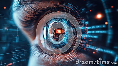 Augmented sci-fi ui aesthetic surrounded camera in innovative aesthetic surreal reality pov setting sci-fi hacker reality a code Stock Photo
