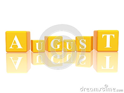 August in 3d cubes Stock Photo