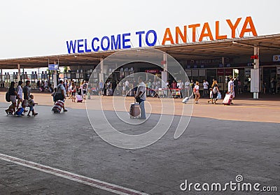 7 August 2021, Antalya airport inside , moving country Turkey, tourists arrived Editorial Stock Photo