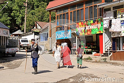 August 21 2023 - Arslanbob, Kyrgyzstan, Central Asia: Life on streets in the small village Editorial Stock Photo