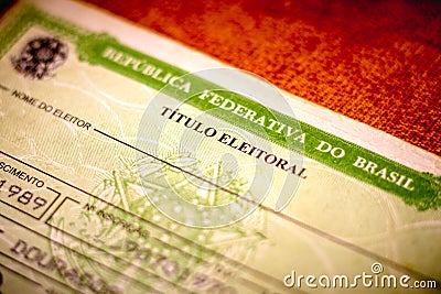 August 12, 2021, Brazil. In this photo illustration the Voter License TÃ­tulo Eleitoral. Photo election vote card Cartoon Illustration