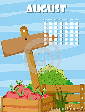 Calendar with farm cartoons Vector Illustration