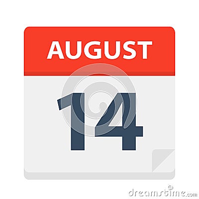 August 14 - Calendar Icon Stock Photo
