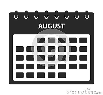 August Calendar Icon. Vector Illustration