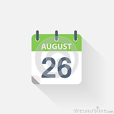 26 august calendar icon Vector Illustration