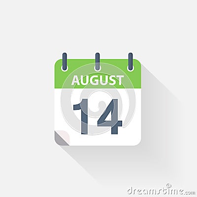 14 august calendar icon Vector Illustration