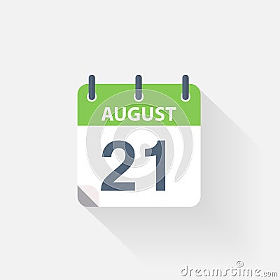 21 august calendar icon Vector Illustration